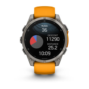 fēnix® 8 – 47 mm, AMOLED, Sapphire, Titanium med Spark Orange/Graphite silikonerem