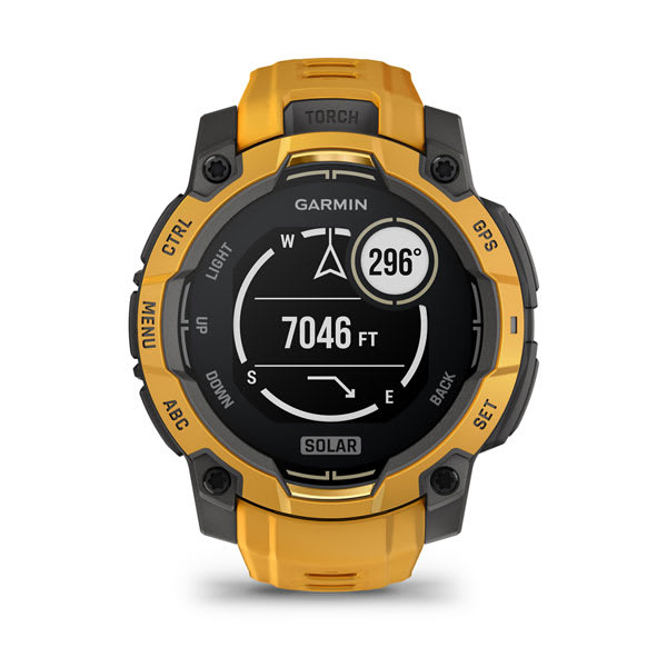 Instinct® 3 – 45 mm, Solar, Sunburst med Sunburst/Grey rem