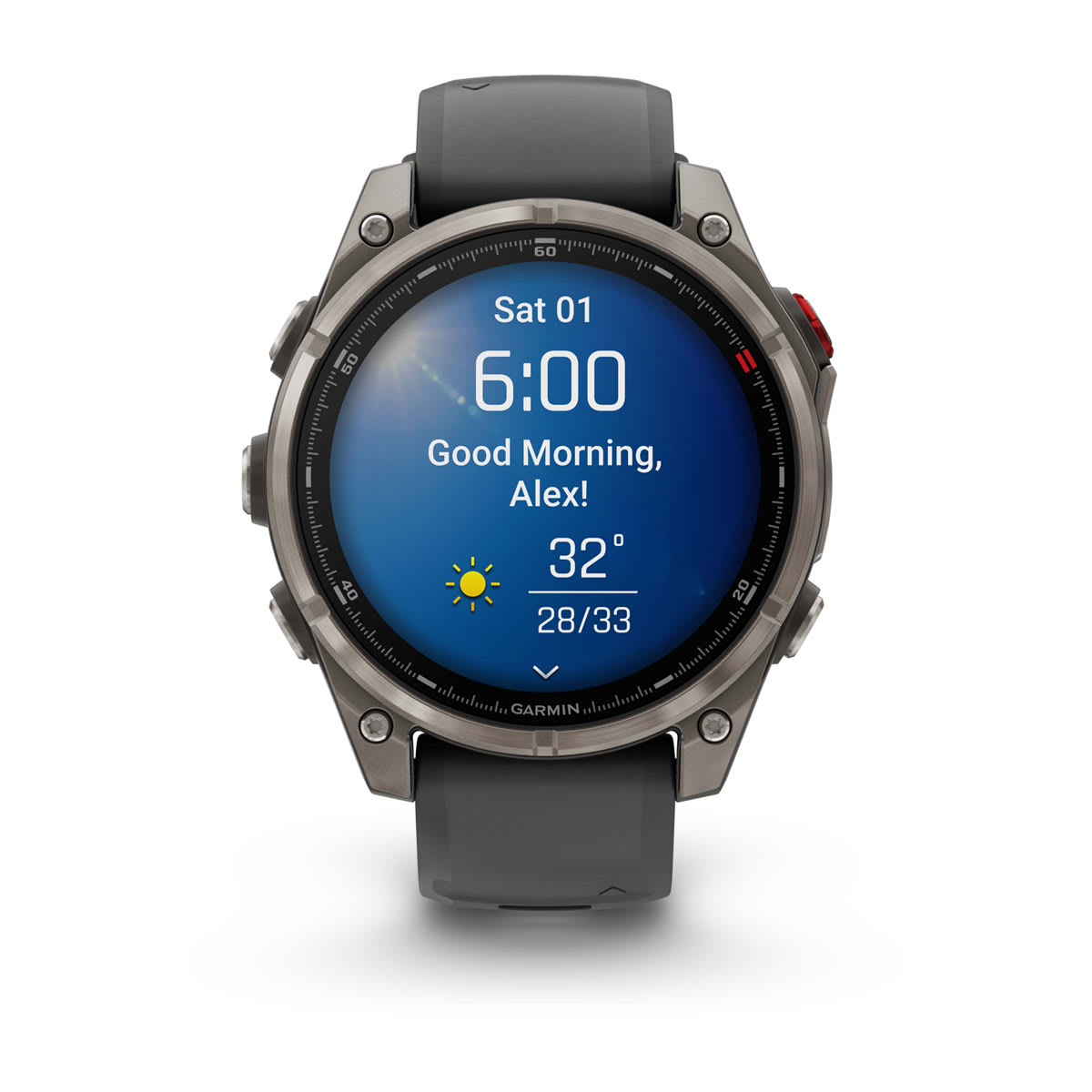 fēnix® 8 Pro – 47 mm, AMOLED, Sapphire, titanium med silikonerem i Graphite/sort