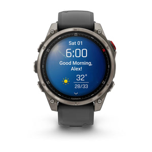 fēnix® 8 Pro – 47 mm, AMOLED, Sapphire, titanium med silikonerem i Graphite/sort