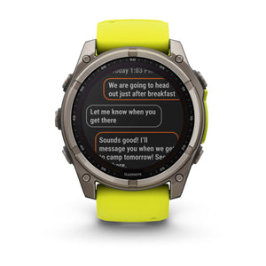 fēnix® 8 – 51 mm, Solar, Sapphire, Titanium med Amp Yellow/Graphite silikonerem