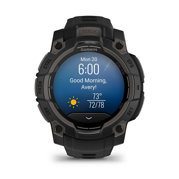 Instinct® 3 – 45 mm, AMOLED, Sort med sort rem
