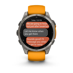 fēnix® 8 – 47 mm, AMOLED, Sapphire, Titanium med Spark Orange/Graphite silikonerem