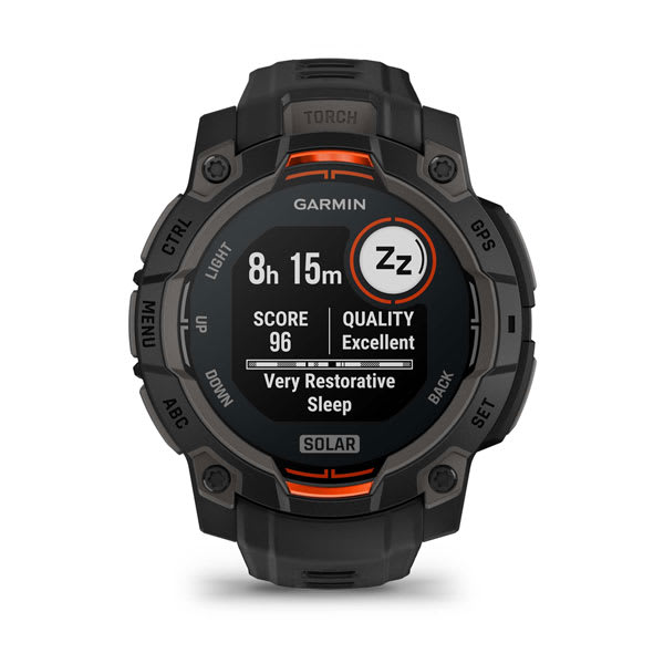 Instinct® 3 – 45 mm, Solar, Sort med sort rem