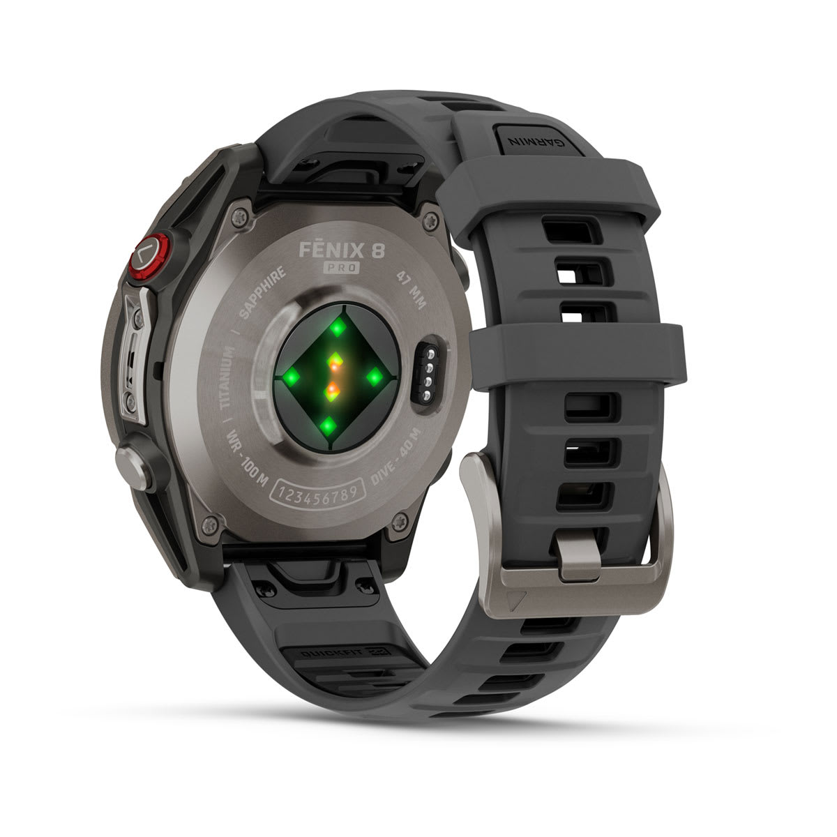 fēnix® 8 Pro – 47 mm, AMOLED, Sapphire, titanium med silikonerem i Graphite/sort