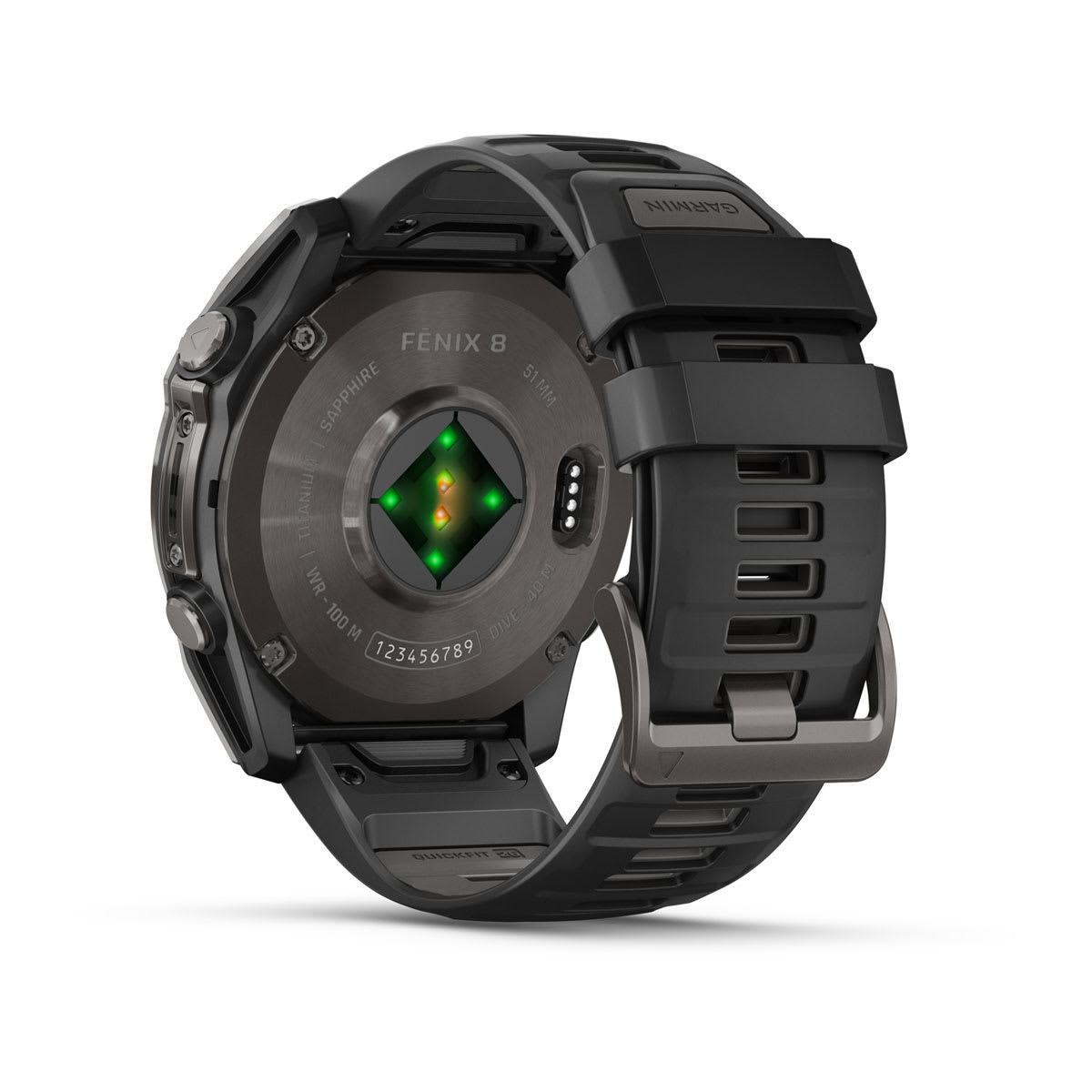 fēnix® 8 – 51 mm, AMOLED, Sapphire, Carbon Grey DLC med sort/Pebble Grey silikonerem