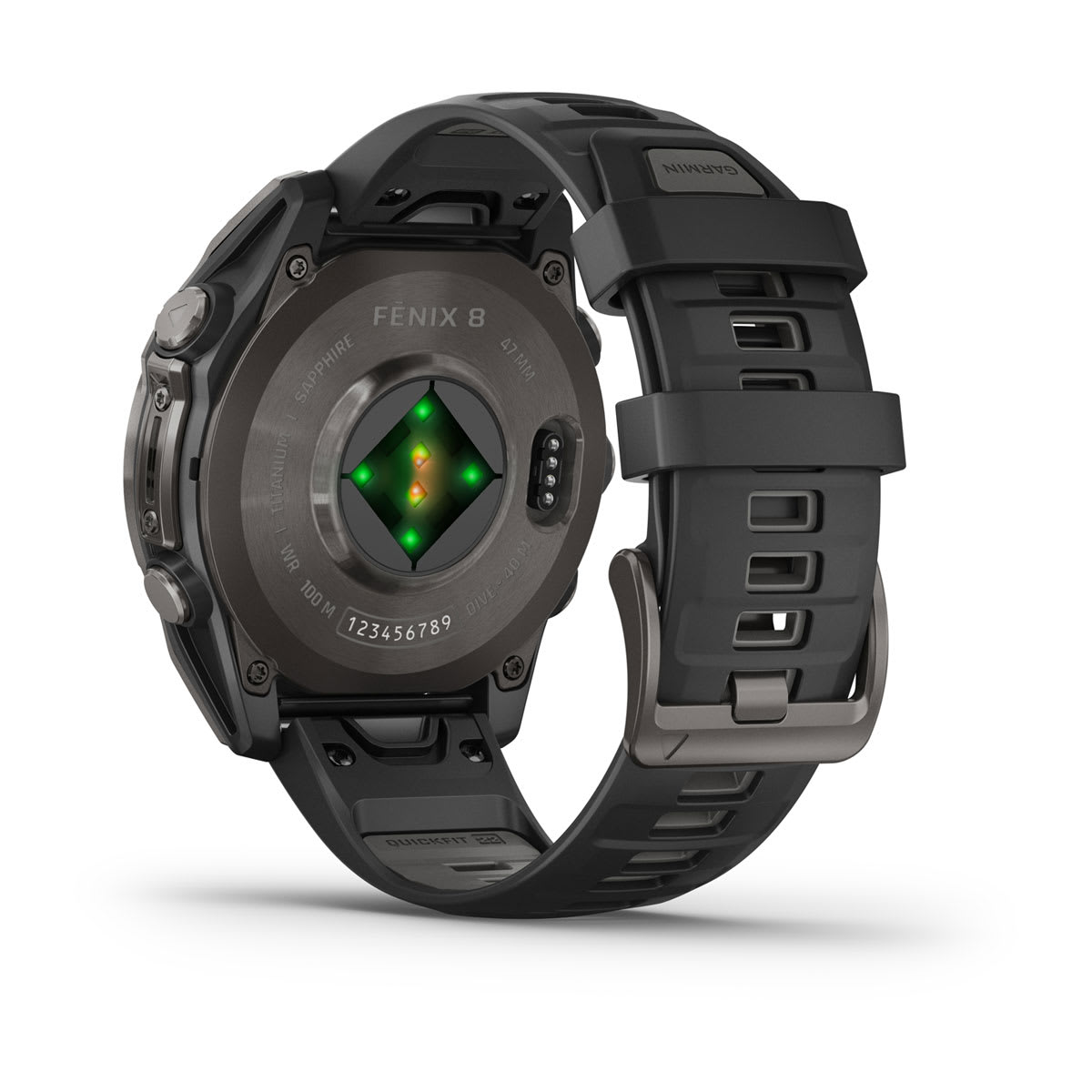 fēnix® 8 – 47 mm, AMOLED, Sapphire, Carbon Grey DLC-titanium med sort/Pebble Grey silikonerem