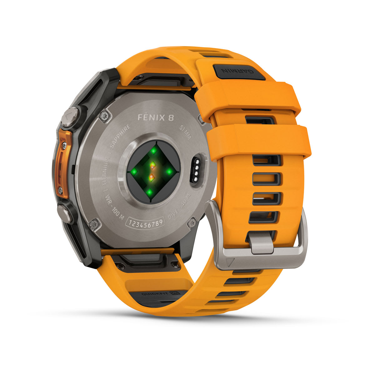 fēnix® 8 – 51 mm, AMOLED, Sapphire, Titanium med Spark Orange/Graphite silikonerem