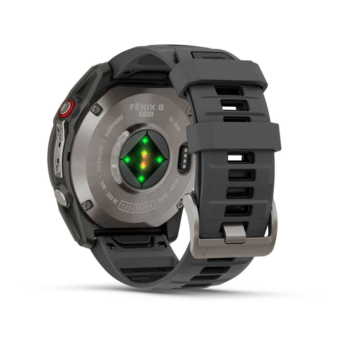fēnix® 8 Pro – 51 mm, AMOLED, Sapphire, titanium med silikonerem i Graphite/sort