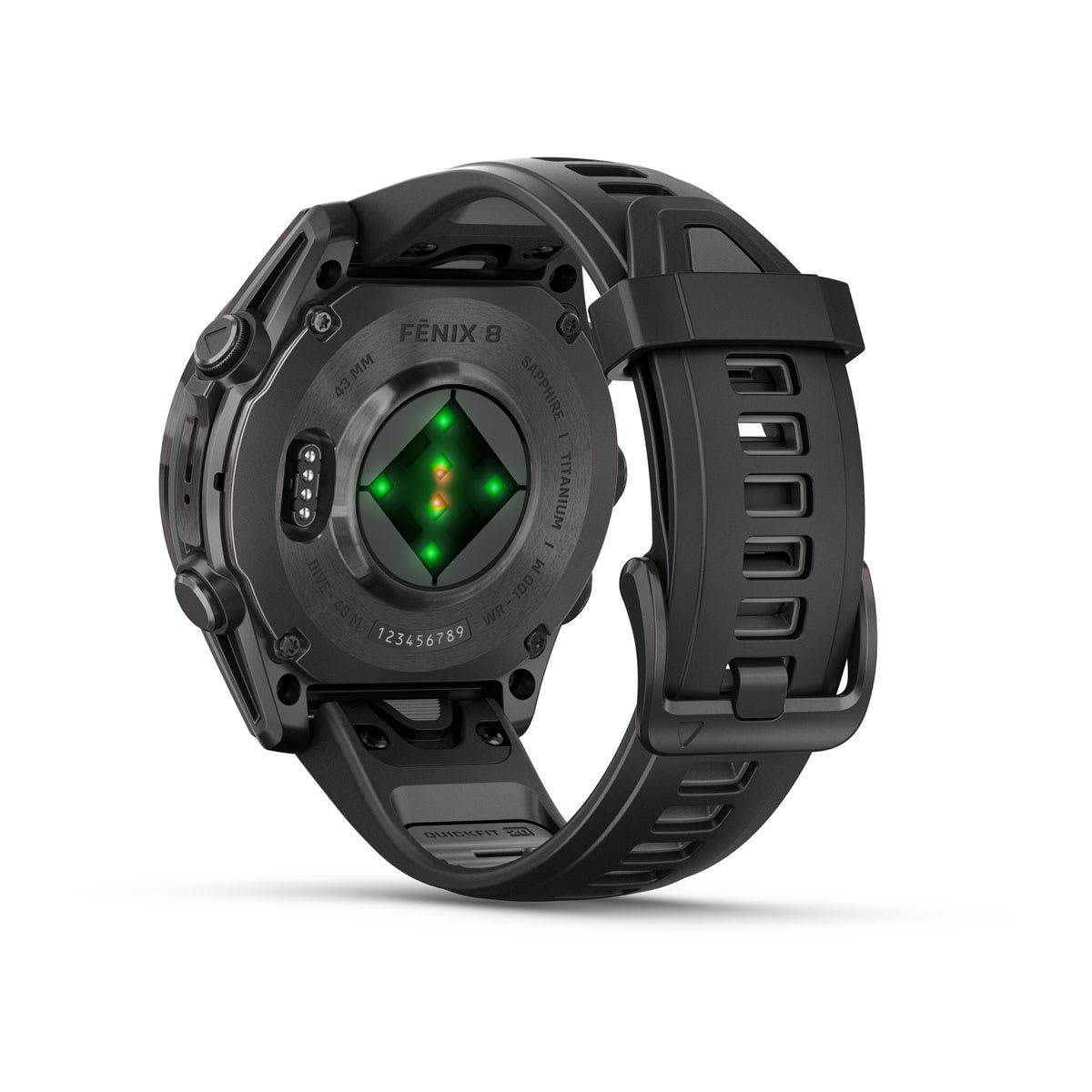 fēnix® 8 – 43 mm, AMOLED, Sapphire, Carbon Grey DLC-titanium med sort/Pebble Grey silikonerem
