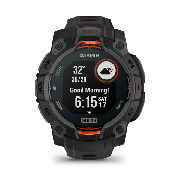 Instinct® 3 – 45 mm, Solar, Sort med sort rem