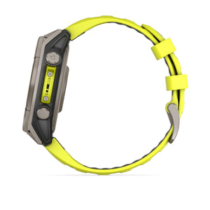 fēnix® 8 – 47 mm, Solar, Sapphire, Titanium med Amp yellow/graphite silikonerem