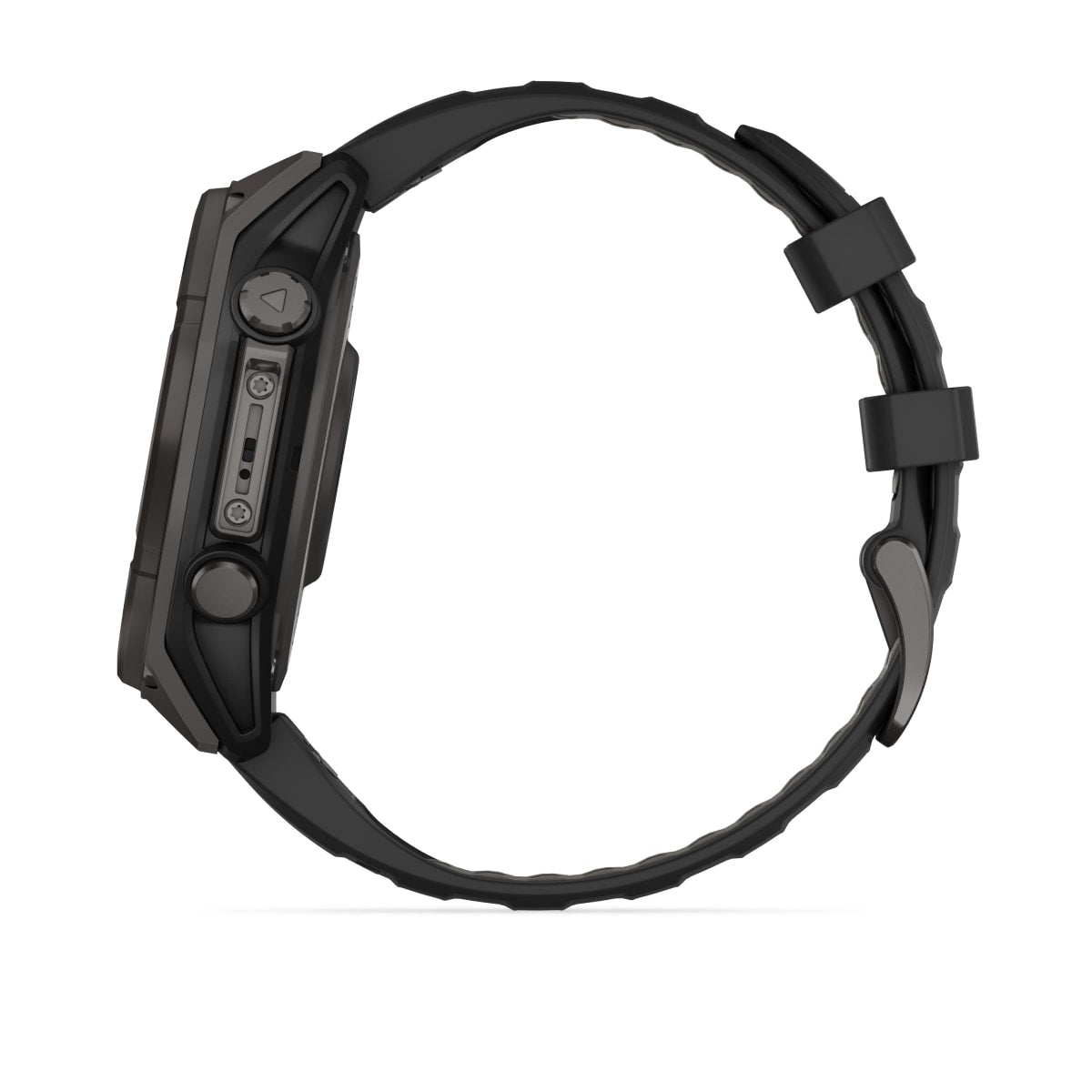 fēnix® 8 – 47 mm, Solar, Sapphire, Carbon Grey DLC-titanium med sort/Pebble Grey silikonerem