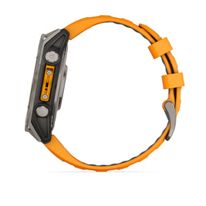 fēnix® 8 – 47 mm, AMOLED, Sapphire, Titanium med Spark Orange/Graphite silikonerem