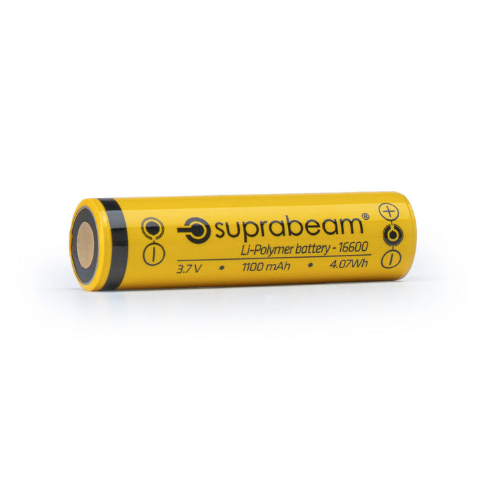 Genopladeligt batteri
 Li-Po 16600, 1'100 mAh - Suprabeam