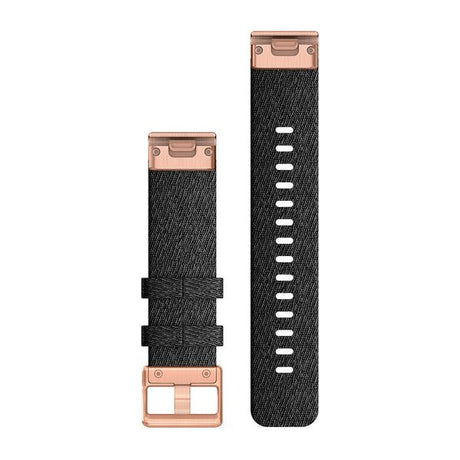 QuickFit® 20 urremme, Sortmeleret nylon, rosaguld hardware