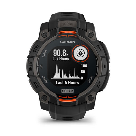 Instinct® 3 – 45 mm, Solar, Sort med sort rem