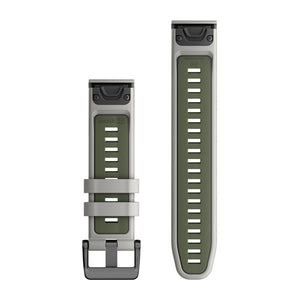 Quickfit 22 mm urremme, Fog Gray/Moss silikone