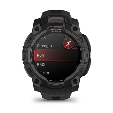 Instinct® 3 – 45 mm, AMOLED, Sort med sort rem