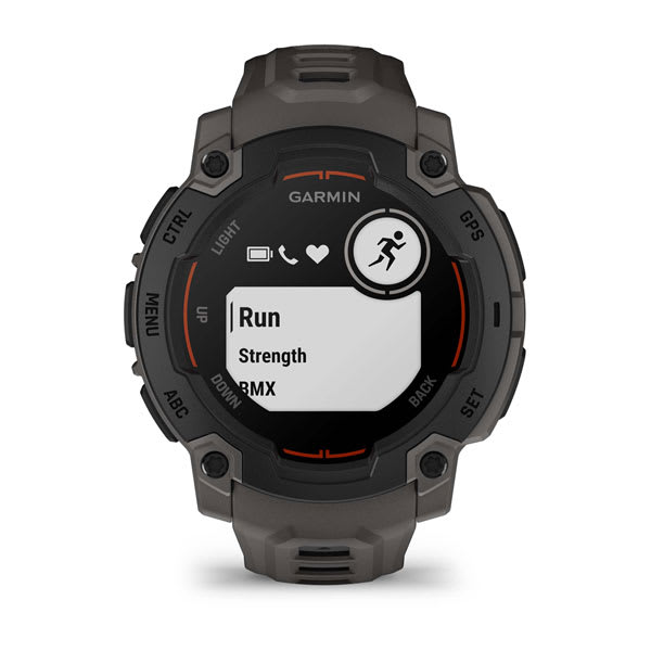 Instinct® E – 45 mm, Sort med Charcoal rem