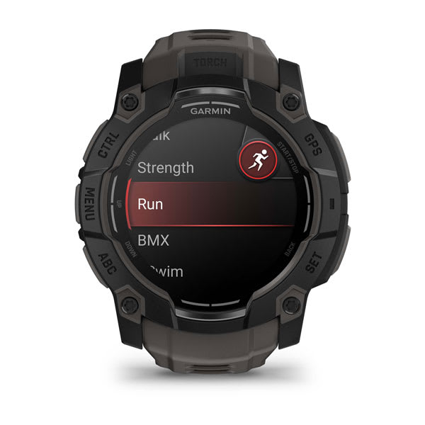 Instinct® 3 – 50 mm, AMOLED, Sort med Charcoal rem