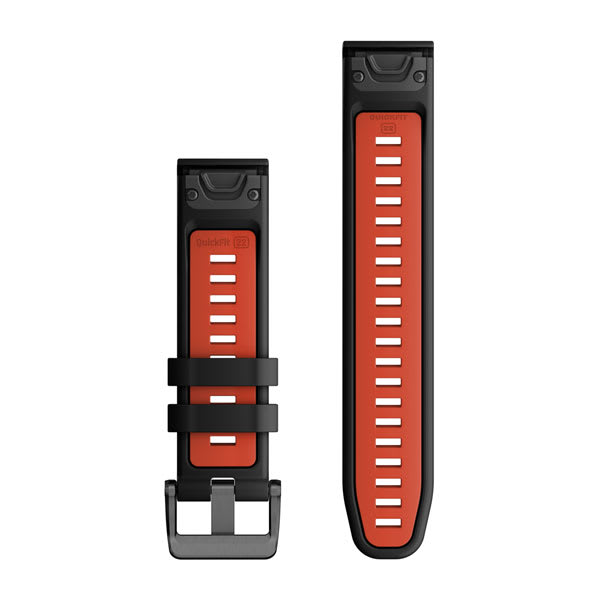 Quickfit 22 mm urremme, Black/Flame Red silikone