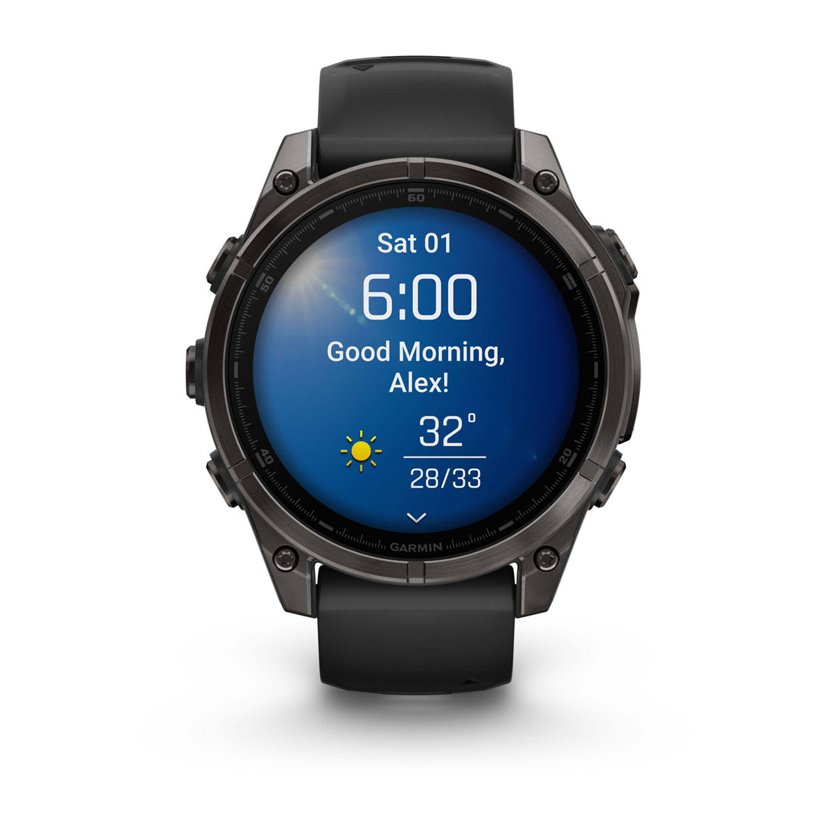 fēnix® 8 – 47 mm, AMOLED, Sapphire, Carbon Grey DLC-titanium med sort/Pebble Grey silikonerem