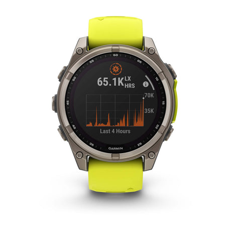 fēnix® 8 – 47 mm, Solar, Sapphire, Titanium med Amp yellow/graphite silikonerem