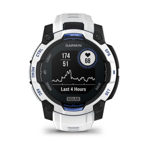 Instinct® 3 – 45 mm, Solar, Whitestone med Whitestone/Bolt Blue rem