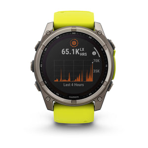 fēnix® 8 – 51 mm, Solar, Sapphire, Titanium med Amp Yellow/Graphite silikonerem