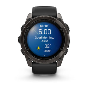 fēnix® 8 – 51 mm, AMOLED, Sapphire, Carbon Grey DLC med sort/Pebble Grey silikonerem