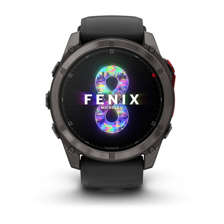 fēnix® 8 Pro – 51 mm, MicroLED, Sapphire, Carbon Grey DLC-titanium med sort/Pebble Grey silikonerem