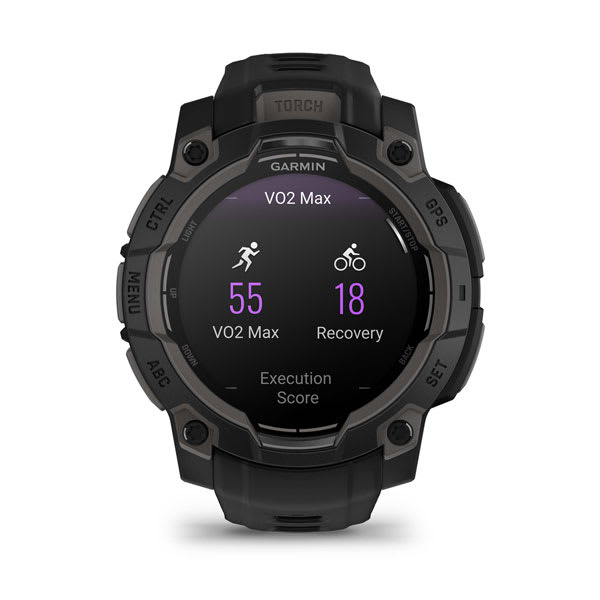 Instinct® 3 – 45 mm, AMOLED, Sort med sort rem