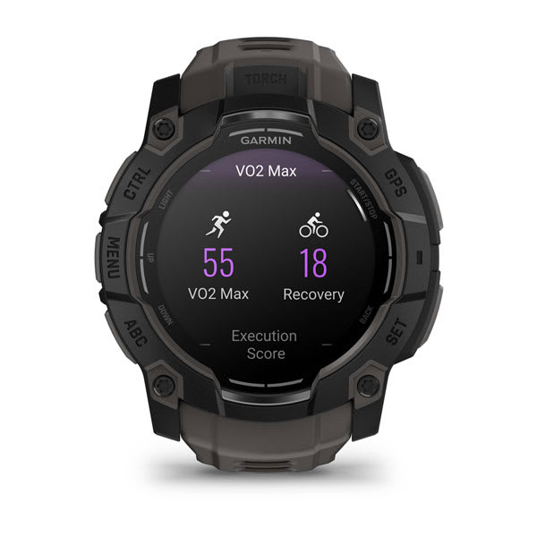 Instinct® 3 – 50 mm, AMOLED, Sort med Charcoal rem