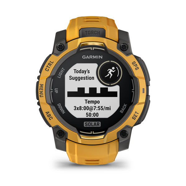 Instinct® 3 – 45 mm, Solar, Sunburst med Sunburst/Grey rem