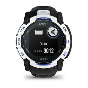Instinct® 3 – 45 mm, Solar, Whitestone med Whitestone/Bolt Blue rem 3