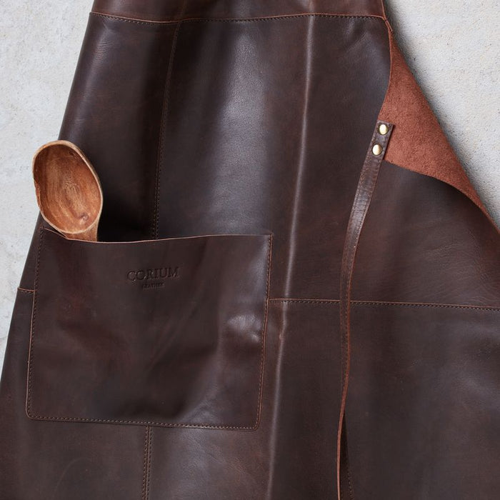 Læder forklæde, brun - Corium