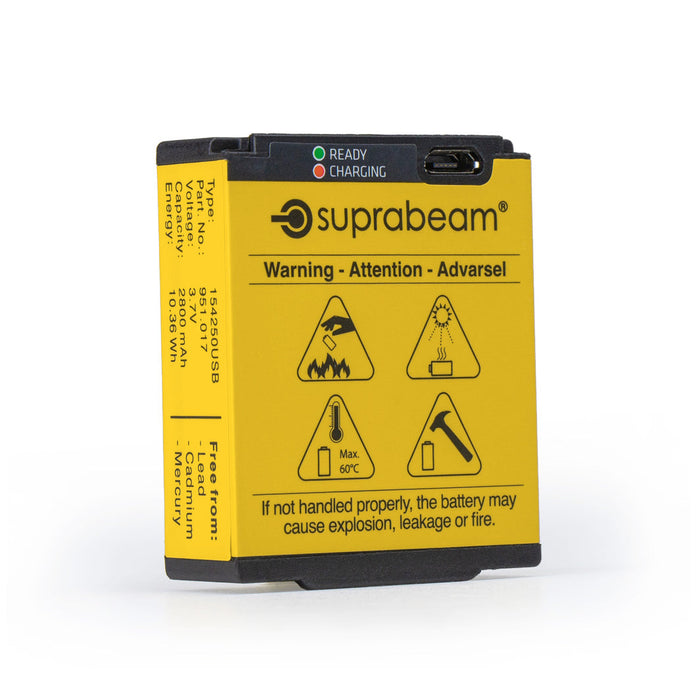 Li-Po batteri 2'800 mAh, med integreret USB-opladning - Suprabeam