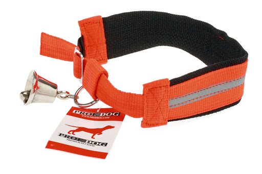 Halsbånd i orange med refleks og klokke - Jagtbutikken