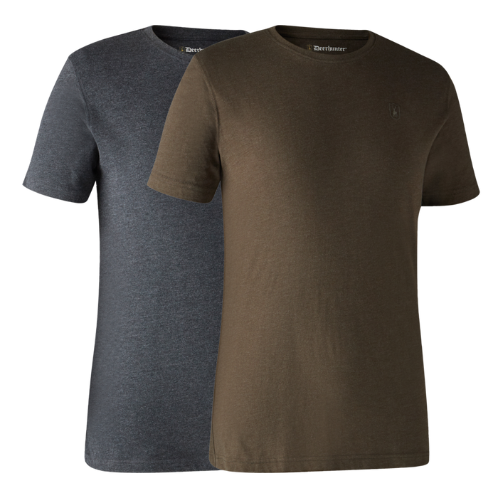 Basis 2-pak T-shirt Brown Leaf Melange - Deerhunter