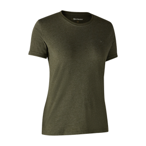 Ladies Basis 2-pak T-shirt Adventure - Green Mel/Brown Leaf  - Deerhunter