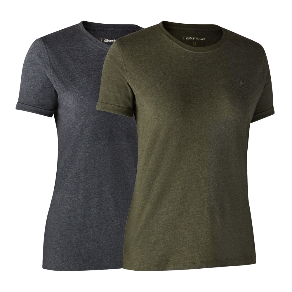 Ladies Basis 2-pak T-shirt Adventure - Green Melange - Deerhunter