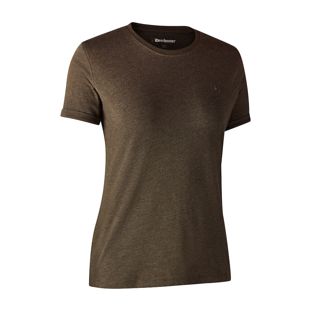 Ladies Basis 2-pak T-shirt Adventure - Green Mel/Brown Leaf  - Deerhunter