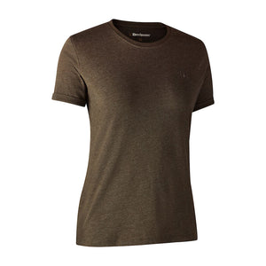 Ladies Basis 2-pak T-shirt Adventure - Green Mel/Brown Leaf  - Deerhunter