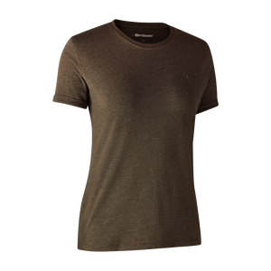 Ladies Basis 2-pak T-shirt Brown Leaf Melange  - Deerhunter