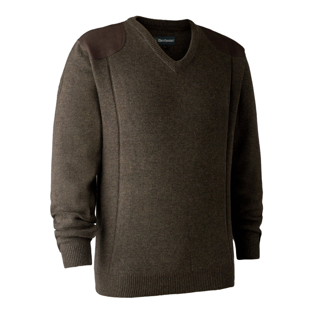 Sheffield Strik med V-hals - Dark Elm - Deerhunter
